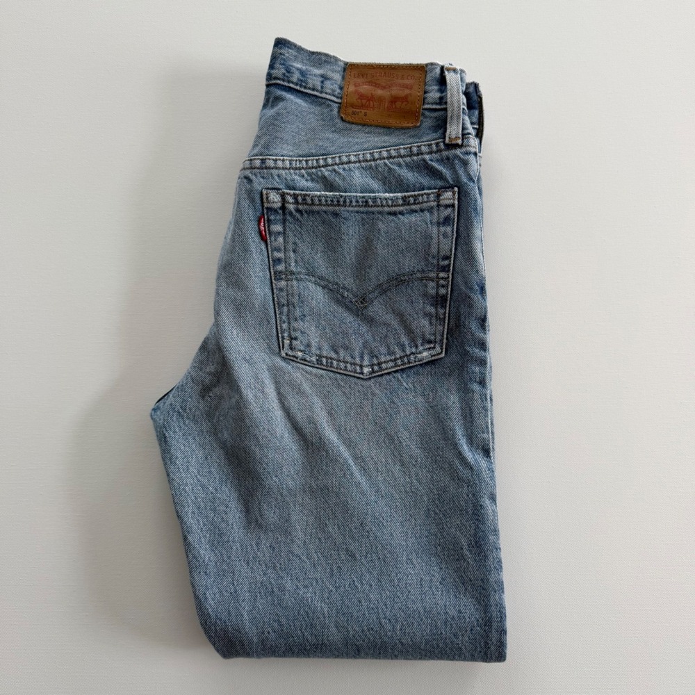Levis 501 Skinny Jeans Light Wash Distressed White Oak Cone Denim W26 L28